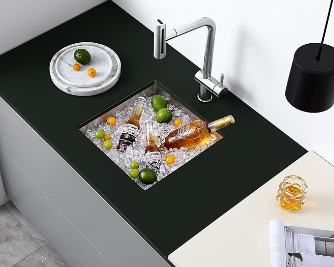 18 x 18 inch Undermount Kitchen Sink, Brushed Stainless Steel Single Bowl Small Sink, 6 inch Deep Wet Bar Sink for Compact Kitchen & Bar,D18"xW18"xH6"