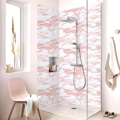 practicalWs White/Pink Marble Contact Paper Granite Peel and Stick Countertops Self-Adhesive Wallpaper Cabinets Drawer Shelf Wall Crafts Wall Paper Decorations 35.4 in x 118 in