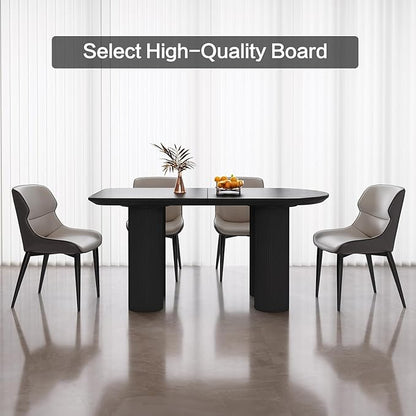 Guyii 55.11" Dining Table, Modern Kitchen Table for 6 People, Indoor Dining Table for Kitchen, Bar, Living Room, Small Space, Black