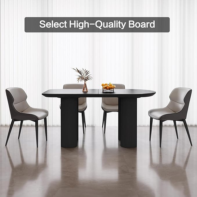 Dining Table Set for 6, Modern Kitchen Table with 6 Chairs, Dining Room Table Set for Kitchen,Dining Room,Home & Office (55.11" Black Table with 6 Chairs)