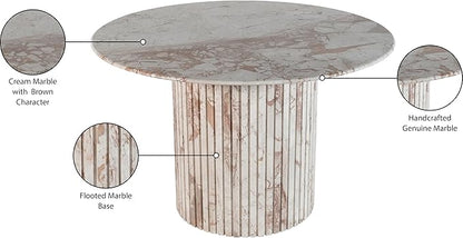 Meridian Furniture 248Breccia-DT48 Genoa Collection Art Deco Dining Table with Handcrafted Genuine Marble, Breccia Marble, 48" W x 48" D x 30" H, Breccia
