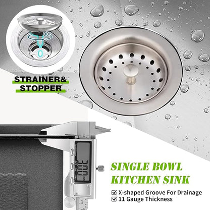 15x15 Inch Stainless Steel Small Kitchen Sink-5.5 Inch Low Height Design Single Bowl Drop In Topmount Small Kitchen And Bar Sink Ensure Individuals With Limited Mobility Easily Accessing And Using