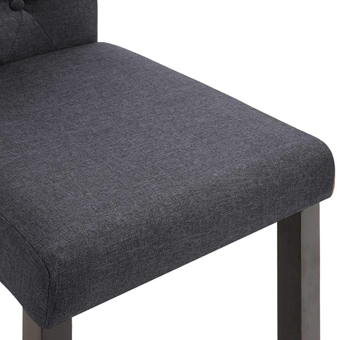 Set of 6 Dark Gray Dining Chairs, 16.5"x22"x37.4" Rubberwood Frame, Ergonomic Modern Accent Seat for Dining Room, Kitchen, Living Room, Small Space