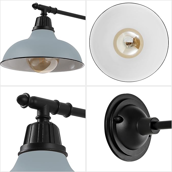 JONATHAN Y 12.25" Matte Gray/Black 1-Light Industrial Farmhouse Outdoor Sconce, Iron Wall Light with LED Bulb, Metal Bowl Shade, Vintage Porch Lamp for Entryway Patio Kitchen (JYL7615K)