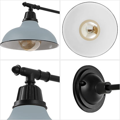 JONATHAN Y 12.25" Matte Gray/Black 1-Light Industrial Farmhouse Outdoor Sconce, Iron Wall Light with LED Bulb, Metal Bowl Shade, Vintage Porch Lamp for Entryway Patio Kitchen (JYL7615K)