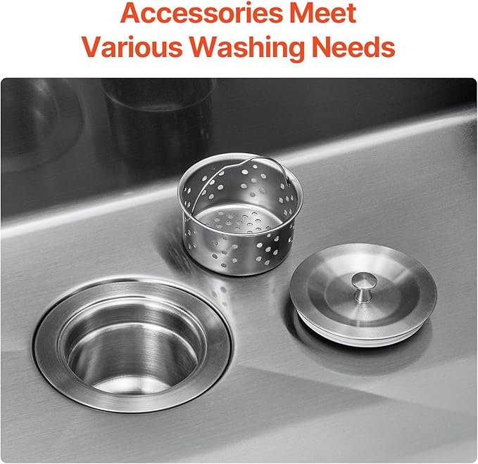 VEVOR 25" Recessed Kitchen Sink 9" Deep Top Mount Single Bowl Kitchen Sink 304 Stainless Steel Sink with Filter Basket Perfect for Home, RV, Laundry Room, Bar