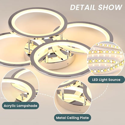 EIDISUNY Modern LED Ceiling Lights for Bedroom, Flush Mount Ceiling Light Fixtures, 45W Ceiling Lights with Remote Control&APP, Close to Ceiling Lamp for Bedroom Living Room Kitchen Office