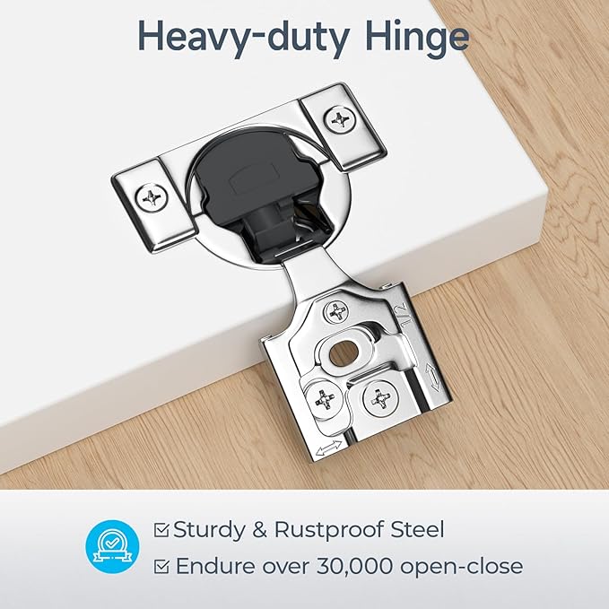HOSOM 10 Pack Soft Close Cabinet Hinges 1/2 inch Overlay Kitchen Cabinet Door Hinges 105° Opening Angle for Cabinet Doors 3-Way Adjustment Hidden Door Hinges