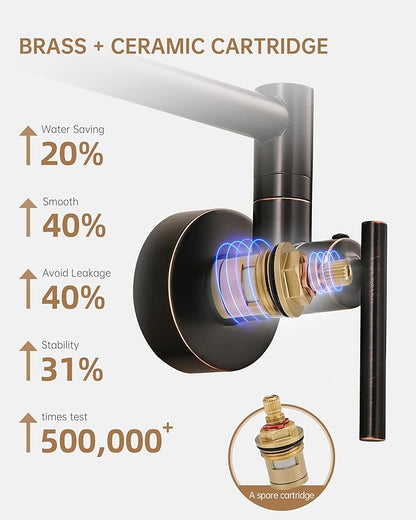 Fransiton Oil-Rubbed Bronze Pot Filler, Pot Filler Faucet Wall Mount, Brass Folding Stretchable with Double Joint Swing Arm Single Hole Two Handles Kitchen