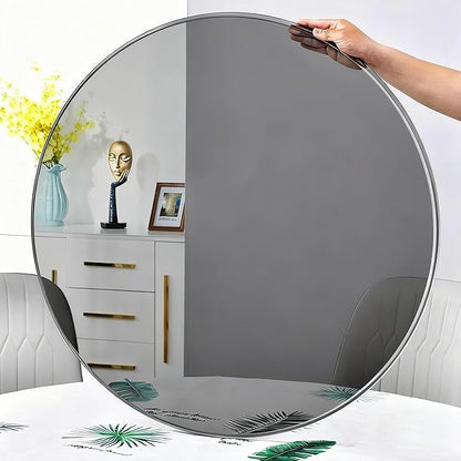 18" Tempered Glass Table Top Round Gray Table Surface 1/4'' Thick Pencil Polished Edge Multipurpose for Dining, Coffee, Restaurant and End Table (18 inch-Gray)