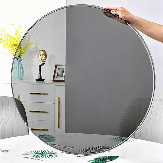 18" Tempered Glass Table Top Round Gray Table Surface 1/4'' Thick Pencil Polished Edge Multipurpose for Dining, Coffee, Restaurant and End Table (18 inch-Gray)