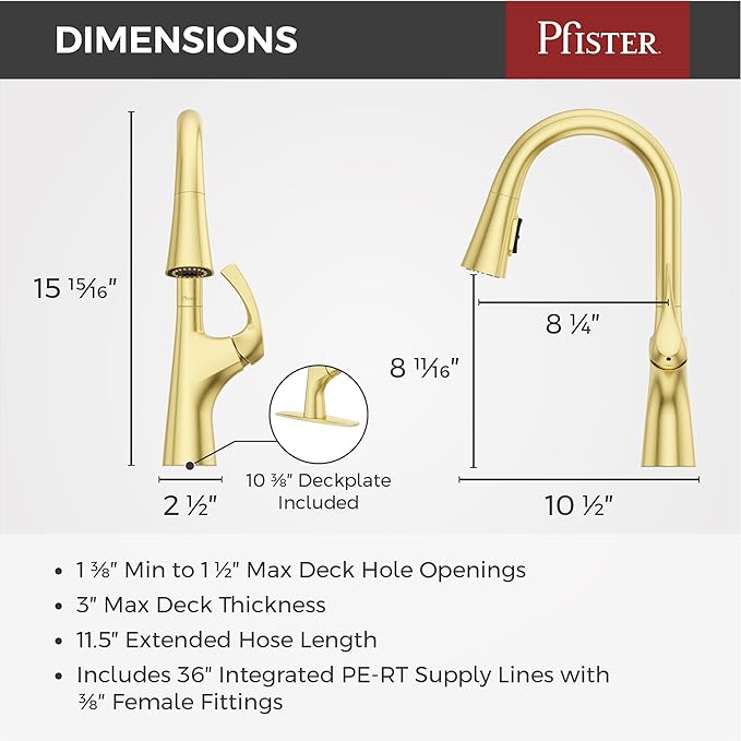 Pfister Talega Pull-Down Kitchen Faucet in Brushed Gold