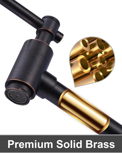Pot Filler Faucet Wall Mount Brass Faucets Kitchen Double Handle Oil Rubbed Bronze Folding Kitchen Faucet Stretchable Double Joint Swing Arm Copper Single Hole Faucet