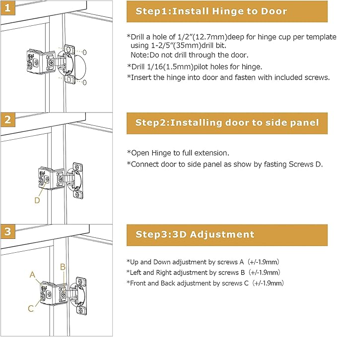 Furniware 50 Pack 25 Pairs 1-1/2 inch Overlay Soft Close Hinges for Face Frame Kitchen Cabinet Hinges Satin Nickel - 3 Way Adjustability Concealed Soft Close Hinges Damper Self Closing