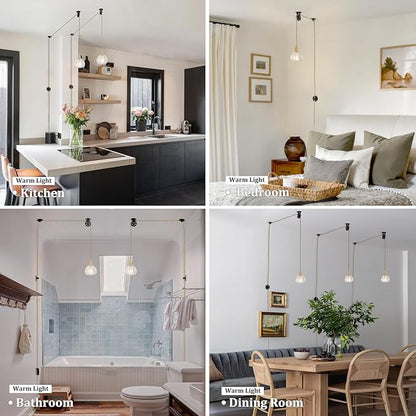 Shenmoyl Plug in Pendant Light Hanging Light Fixture Corded On/Off Switch Brass Pendant Light with Clear Tulip Glass Lampshade for Bedroom Living Room Kitchen Island