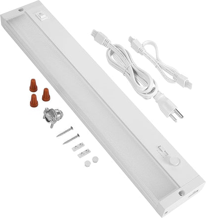 Maxxima 18 in. LED Under Cabinet Lighting, Dimmable, Linkable, Hardwired or Plug & Play, 700 Lumens, 5 CCT 2700K/3000K/3500K/4000K/5000K, Kitchen Install, On/Off Switch, White