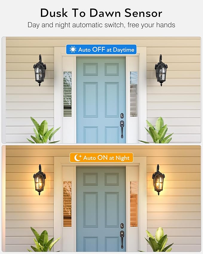 VIANIS Black 2-Pack Outdoor Porch Lights, Dusk to Dawn Outdoor Lighting, Anti-Rust Waterproof Garage Light Wall Mount, Modern Patio Wall Sconce with Rippled Glass, Outside Lights for House, Entryway