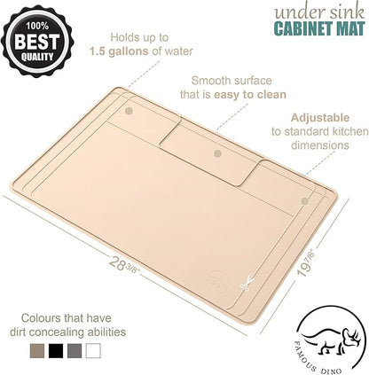 The Original Under Sink Mat - Silicone Waterproof mat, Trimmable, Easy to Clean, Kitchen cabinet liner, Under sink protector mats, Drip Tray with Lip - 28" x 19" or smaller