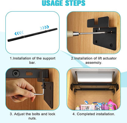Heavy Duty Undermount Sink Brackets & Kitchen Sink Installation Parts Kit - 800 lbs Capacity Adjustable Carbon Steel Support, Horizontal Space-Saving Design for Kitchen Sinks (71-100cm)
