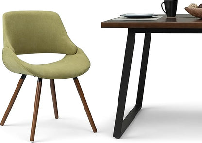SIMPLIHOME Malden Dining Chairs - Upholstered Bentwood Frame and Woven Fabric Kitchen Chair in Acid Green, Modern Dining Room Seating with Curved Contoured Back, Walnut Veneer Legs and Padded Seat