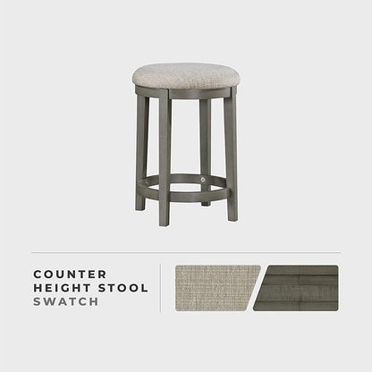 Lexicon Counter Height Stools Set of 2 - Counter Height Stools for Kitchen Table, Padded Cushion, Light Grey Wood Finish and Grey Fabric Cushion Seat