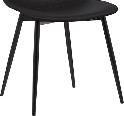 Armen Living Monte Mid Century Modern Dining Accent Chair for Table Kitchen Desk Vanity in Black Faux Leather with Black Metal Legs