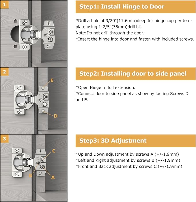 Furniware 50 Pieces 1/2" Overlay Soft Close Concealed Hinge for Face Frame Cabinet Door, 2-Hole Flush Mount Cabinet Door Hinge with Detachable Damper for Speed Control, 105° Opening Angle