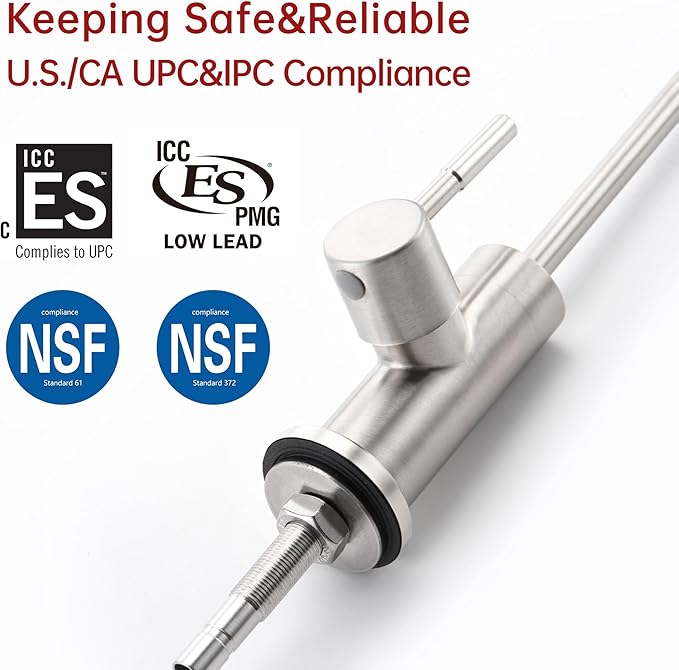 SUMERAIN Drinking Water Faucet for Kitchen Sink, NSF Certification Lead-Free SUS304 Stainless Steel Water Filter Faucet for Reverse Osmosis or Water Filtration System, Brushed Nickel Finish