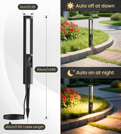 MEIKEE 5W Pathway Lights Low Voltage, 12-24V Auto On/Off Landscape Lights with 100W Transformer 100FT Cord, 2700K Warm White Aluminum Landscape Outdoor Lighting for Yard Path Garden Lawn 12-Pack