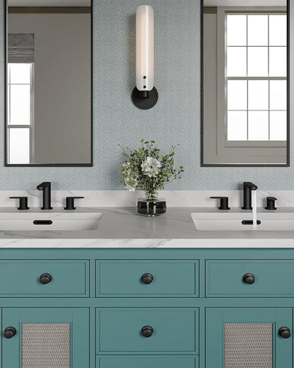 BWE Matte Black Bathroom Faucet 3 Hole - 8 Inch Widespread Bathroom Sink Faucet, Pop-up Drain and Supply Lines, 360° Swivel Spout 2-Handle Black Vanity Faucets for Bath