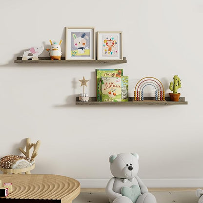 Dreamland Picture Ledge Shelf for Wall, Floating Shelves Set of 2,36 inch Long Floating Shelves with Lip for Living Room,Bedroom,Bathroom,Kitchen,Rustic Brown