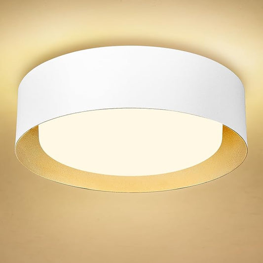 AUTELO 16" Ceiling Light, LED 5CCT Flush Mount Ceiling Light, White Light Fixtures Ceiling Mount fo with Frosted Glass in White Finish for Bedroom, C3336-40 WH LED