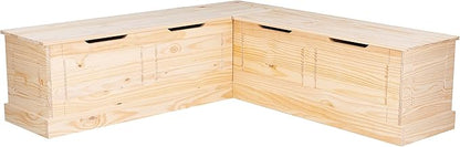 Linon Harris Unfinished Wood Backless Nook with Interior Storage