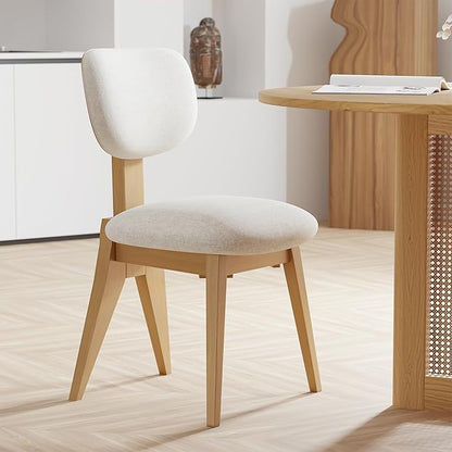 Casaphoria Set of 2 Dining Chairs, Modern Wooden Legs Side Chairs with Cushion, Compact Kitchen Chairs for Dining Table, Living Room, Reception, Easy Assembly Natural Finish