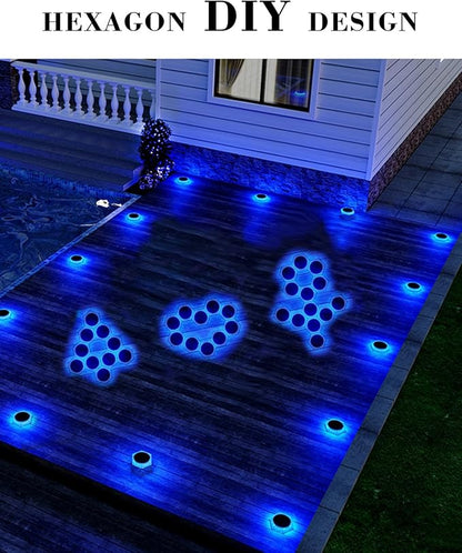 DetarZinLED 6 Packs Solar Driveway Lights Outdoor IP68 Waterproof, Blue Deck Step Lights Solar Powered, Solar Stair Light Stick on LED Light for Dock, Garage, Pool, Fence, Garden Pathway