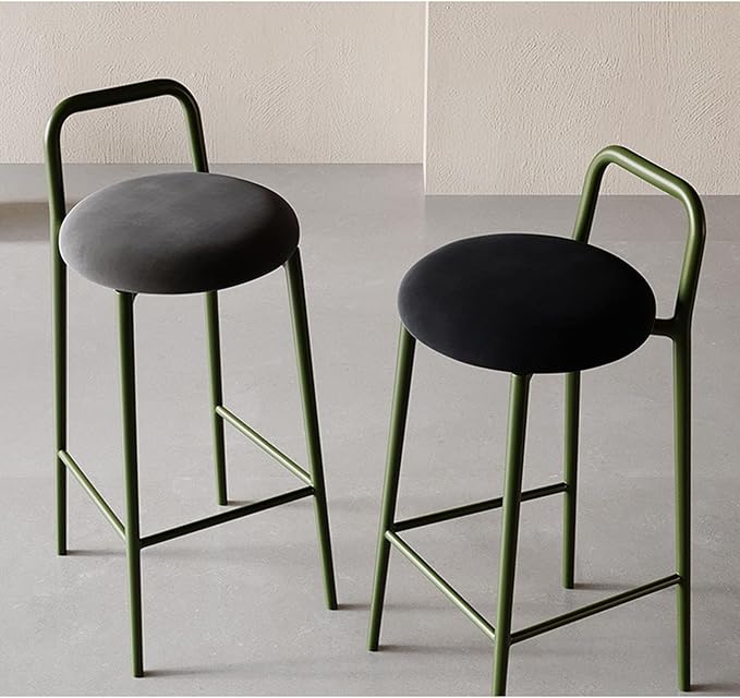 Modern Round Counter Height Bar Stools, Dining Chairs, Tall Metal Bar Chairs with Backrest Metal Frame and Footrest, Kitchen Island Stools for Kitchen Bar Pub Restaurant Cafe,Brown b