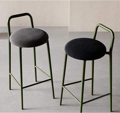 Modern Round Counter Height Bar Stools, Dining Chairs, Tall Metal Bar Chairs with Backrest Metal Frame and Footrest, Kitchen Island Stools for Kitchen Bar Pub Restaurant Cafe,Brown b