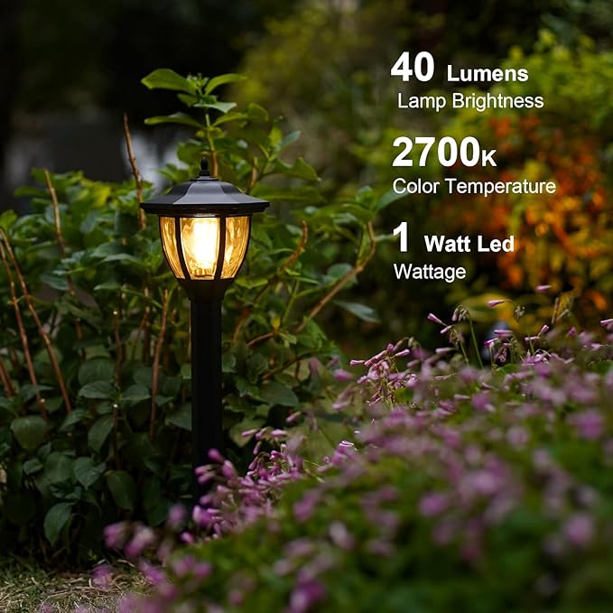 GOODSMANN Landscape Lighting 4PK Pathway Lights Low Voltage 1 Watt LED 12V AC Landscape Lights 40 Lumen 2700K Warm White with Replaceable Led Bulbs Cable Connectors