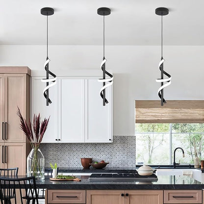 CANEOE Black Pendant Light Fixtures, 3000K-6000K Dimmable Modern LED Pendant Lights,Kitchen Island Pendant Lighting for Dining Room Living Room Bedroom Hanging Light Fixtures,1 Pack
