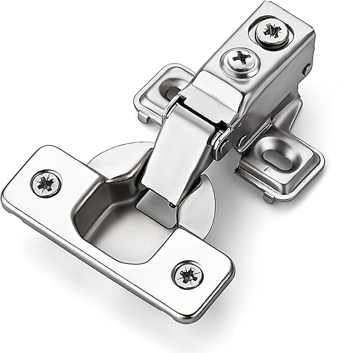 Ravinte 20 Pack 10 Pairs Short Arm Kitchen Cabinet Hinges for 1/2 Inch Overlay Cabinet, Brushed Nickel 105 Degree Opening Angle Hinges, Soft Close Concealed with Mounting Screws for Face Frame Door
