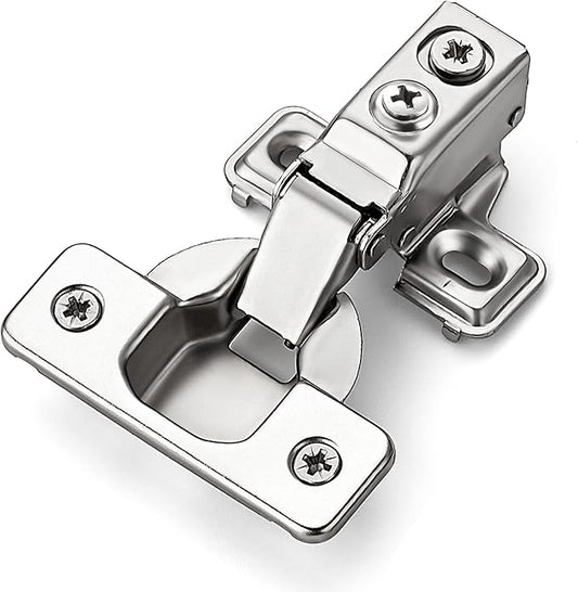 Ravinte 20 Pack 10 Pairs Short Arm Kitchen Cabinet Hinges for 1/2 Inch Overlay Cabinet, Brushed Nickel 105 Degree Opening Angle Hinges, Soft Close Concealed with Mounting Screws for Face Frame Door