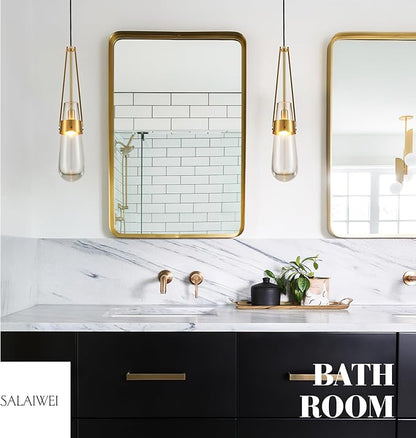 Raindrop Pendant Light Fixtures Set of 2, Brass Glass Pendant Lighting, Teardrops Gold Hanging Light Clear Solid Glass Pendant Light Modern Chandeliers for Dining Room Porch Living Room