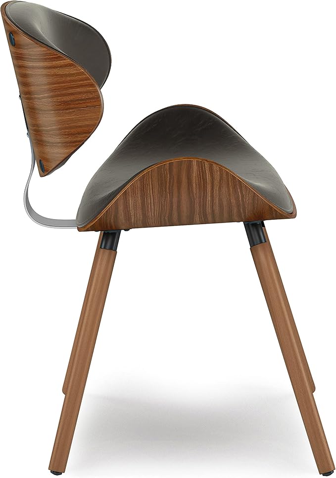 SIMPLIHOME Marana Dining Chairs - Upholstered Bentwood Back and Vegan Leather Kitchen Chair in Distressed Brown, Mid-Century Modern Dining Room Seating with Contoured Seat and Beech Wood Base