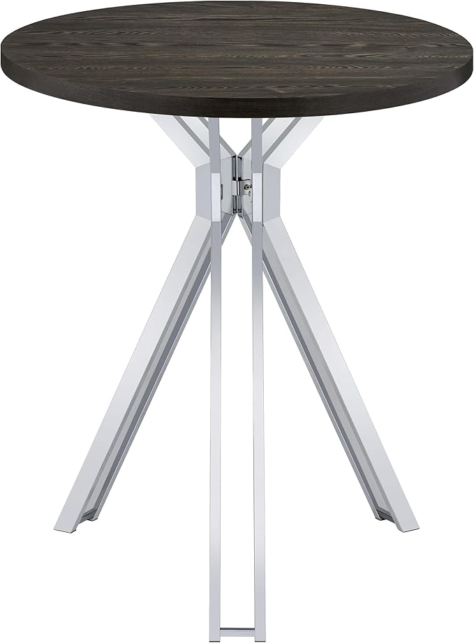 35-inch Pub Height Round Bar Table in Dark Oak for Kitchen Island or Outdoor Use