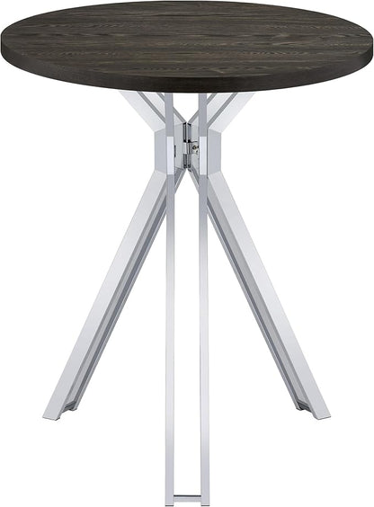 35-inch Pub Height Round Bar Table in Dark Oak for Kitchen Island or Outdoor Use