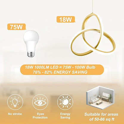 MAYNA Spiral Kitchen Island Pendant Lights, 4000K Modern Led Chandelier Light Fixture, 18W Adjustable Hanging Light Fixtures for Kitchen Island Dinning Room, 3 Pack (Gold)