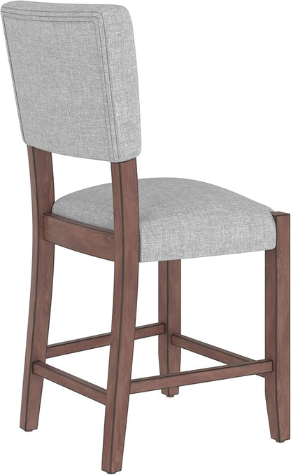 Merax Mid Century Modern Dining Chair Set of 4, 40.4" H Counter Stools with Back, Grey Linen Upholstered Barstools with Solid Wood Legs, Bar Chairs for Kitchen Island Dining Room