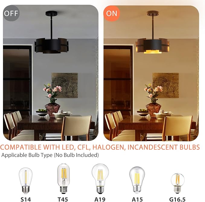 Modern Dining Room Light Fixture Rustic Round 3-Light Pendant Light for Bedroom Foyer Hallway Corridor Dining Room Kitchen 13" Wood Grain