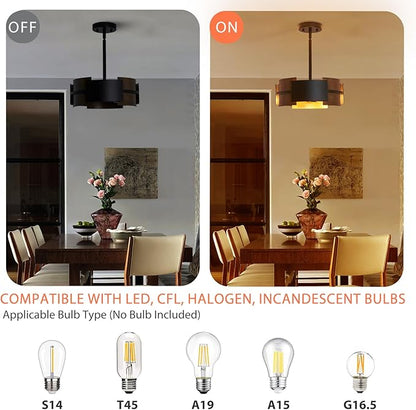 Modern Dining Room Light Fixture Rustic Round 3-Light Pendant Light for Bedroom Foyer Hallway Corridor Dining Room Kitchen 13" Wood Grain