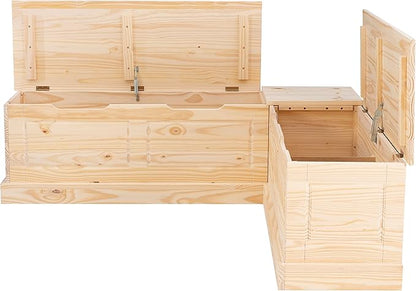 Linon Harris Unfinished Wood Backless Nook with Interior Storage